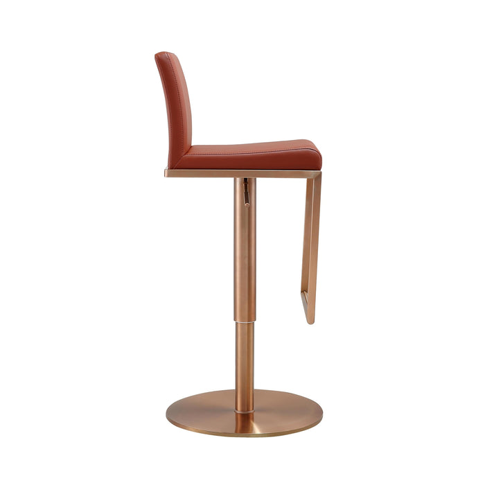 TOV Furniture Sentinel Saddle Brown and Rose Gold Adjustable Stool