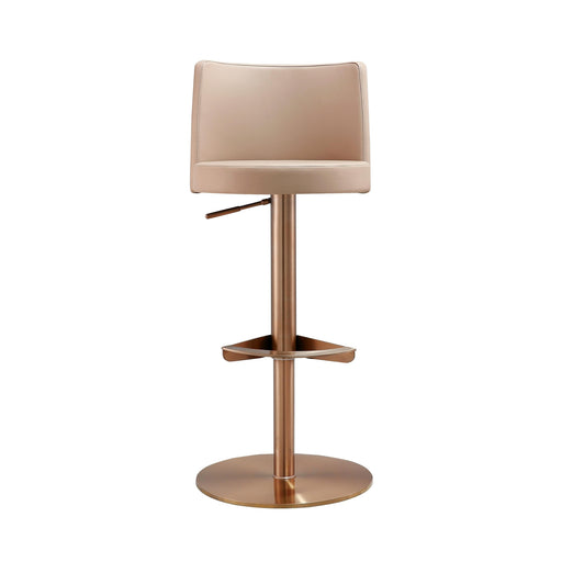 TOV Furniture Loosha Cafe Au Lait and Rose Gold Adjustable Stool