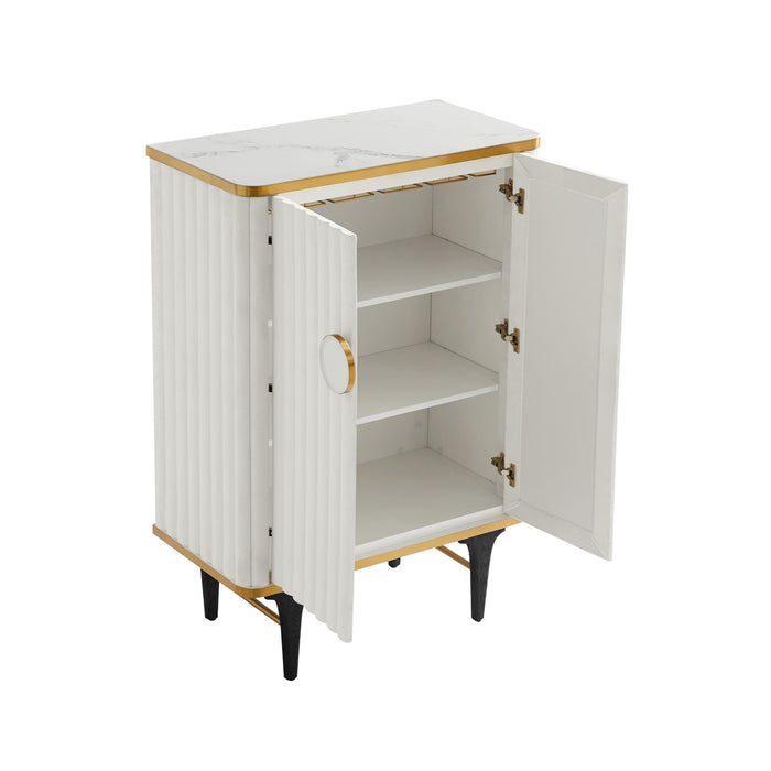 TOV Furniture Cordoba Cream Velvet Bar Cabinet