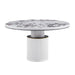 TOV Furniture Vanessa White Marble Lacquer 53 Inch Round Dining Table