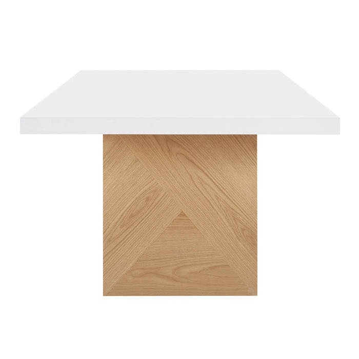 TOV Furniture Madeline White Gloss and Natural Ash Dining Table