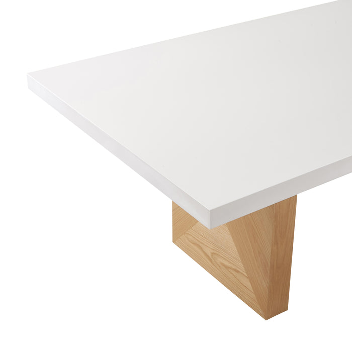 TOV Furniture Madeline White Gloss and Natural Ash Dining Table