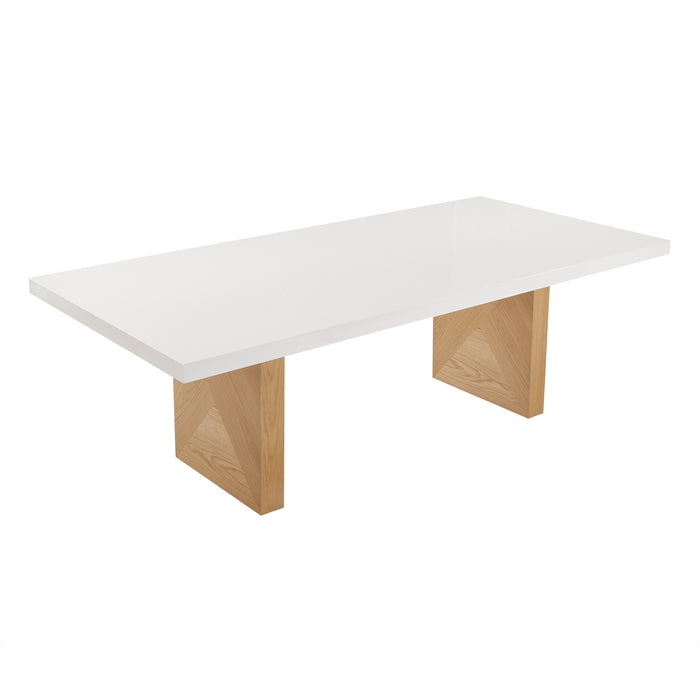 TOV Furniture Madeline White Gloss and Natural Ash Dining Table