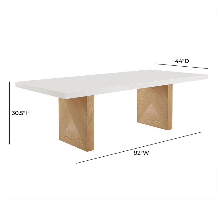 TOV Furniture Madeline White Gloss and Natural Ash Dining Table