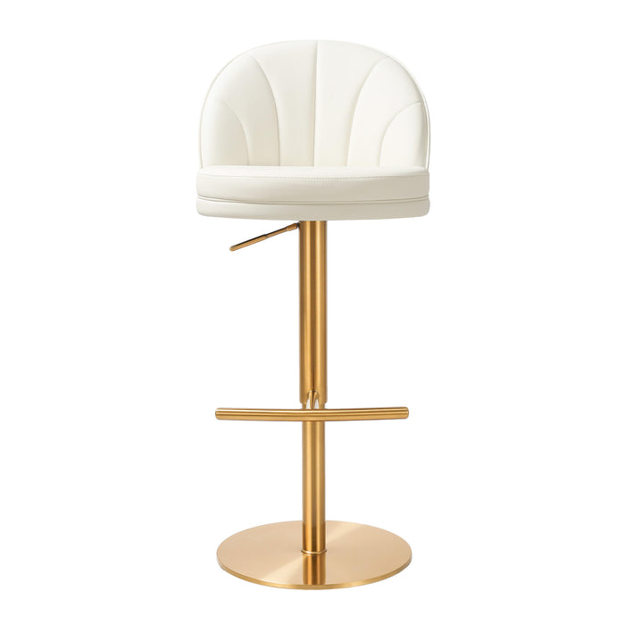 TOV Furniture Venus Cream and Gold Adjustable Swivel Stool