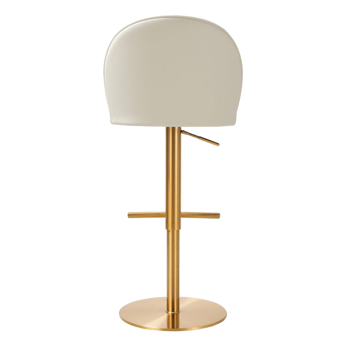 TOV Furniture Venus Cream and Gold Adjustable Swivel Stool