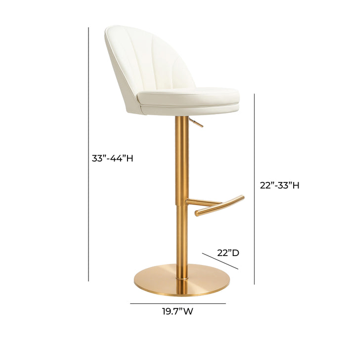 TOV Furniture Venus Cream and Gold Adjustable Swivel Stool