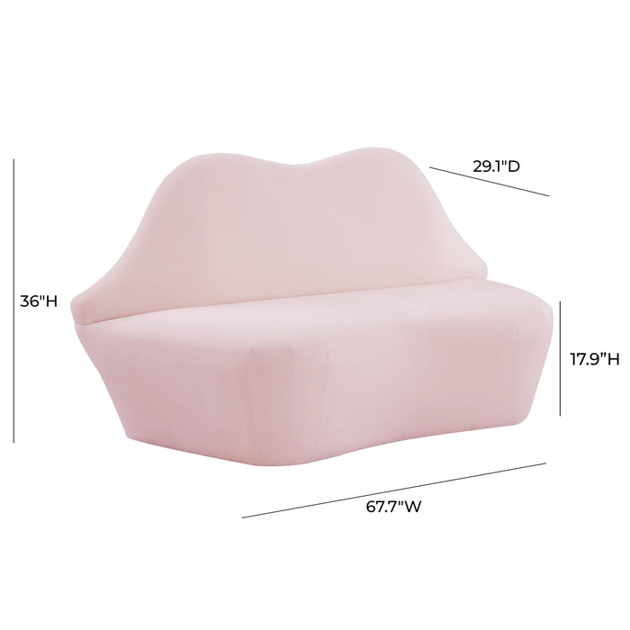 TOV Furniture Lips Blush Velvet Settee