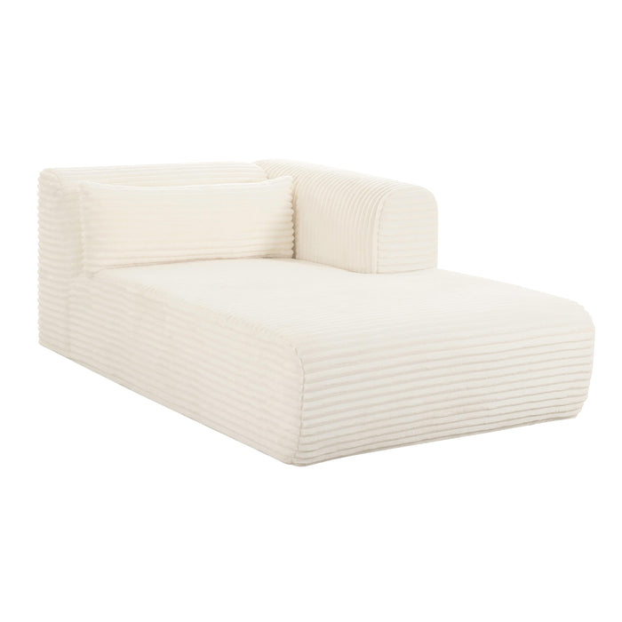 TOV Furniture Tarra Fluffy Oversized Cream Corduroy Modular Chaise