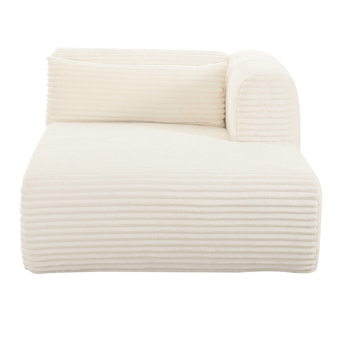 TOV Furniture Tarra Fluffy Oversized Cream Corduroy Modular Chaise