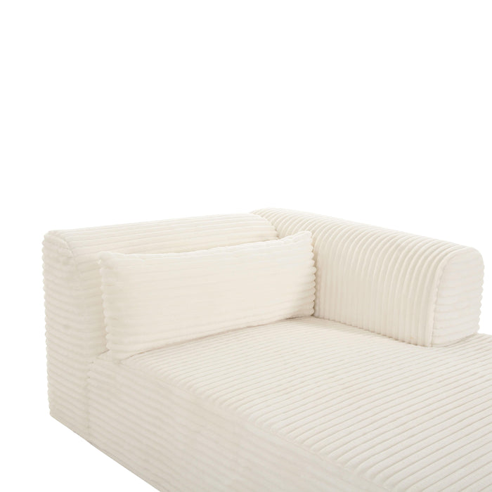 TOV Furniture Tarra Fluffy Oversized Cream Corduroy Modular Chaise