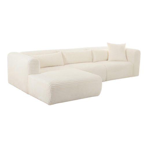 TOV Furniture Tarra Fluffy Oversized Cream Corduroy Modular Sectional