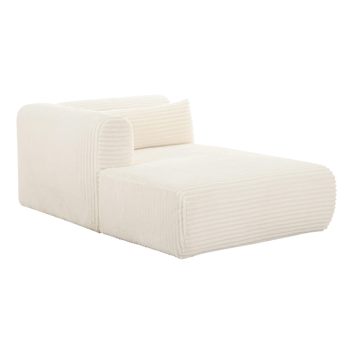 TOV Furniture Tarra Fluffy Oversized Cream Corduroy Modular Chaise