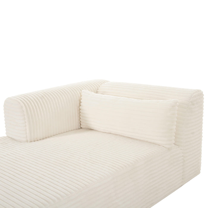 TOV Furniture Tarra Fluffy Oversized Cream Corduroy Modular Chaise