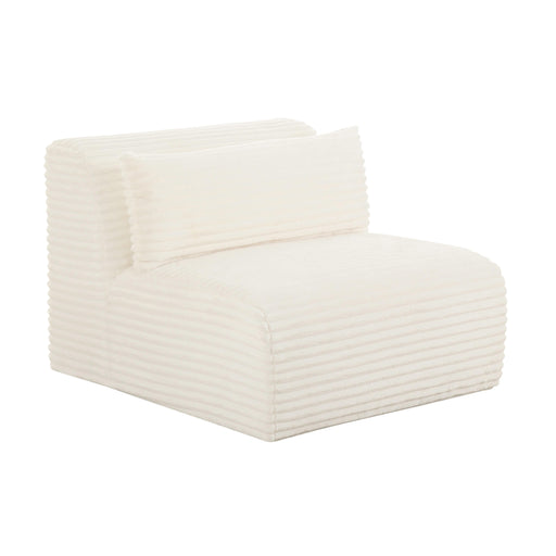 TOV Furniture Tarra Fluffy Oversized Cream Corduroy Modular Armless Chair