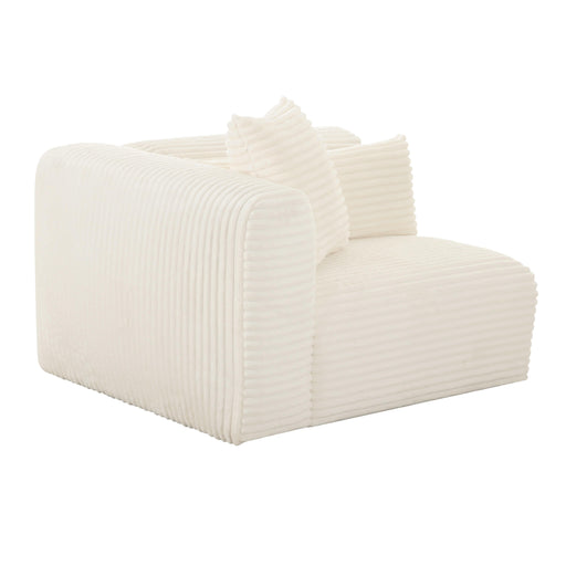 TOV Furniture Tarra Fluffy Oversized Cream Corduroy Modular Corner Chair