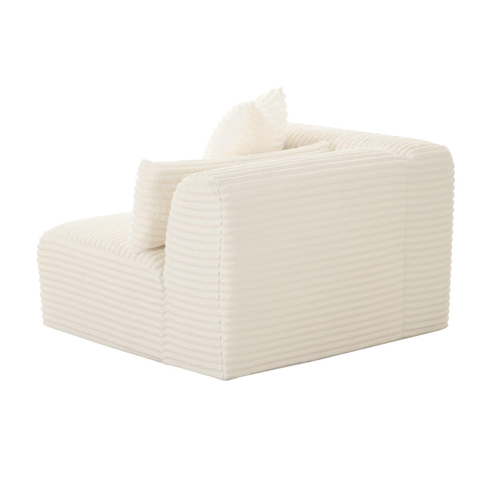 TOV Furniture Tarra Fluffy Oversized Cream Corduroy Modular Corner Chair