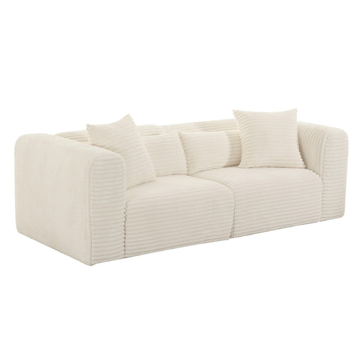 TOV Furniture Tarra Fluffy Oversized Cream Corduroy Modular Loveseat