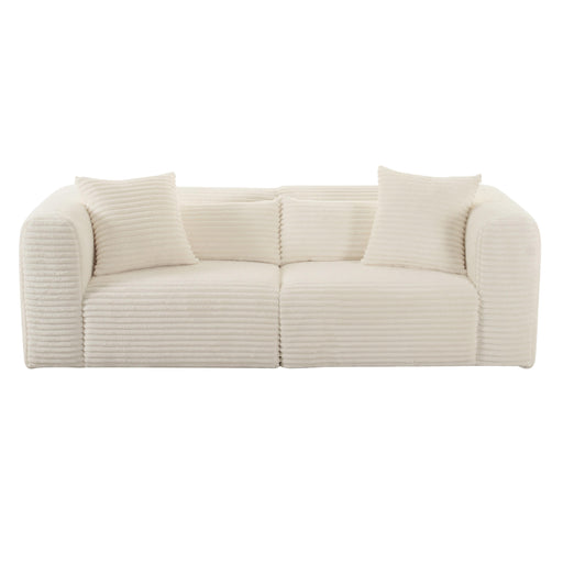 TOV Furniture Tarra Fluffy Oversized Cream Corduroy Modular Loveseat