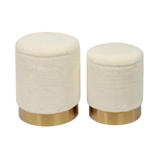 TOV Furniture Teddy Faux Sheepskin Storage Ottomans - Set of 2