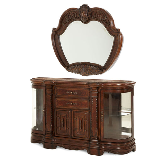 Michael Amini Windsor Court Sideboard with Mirror - Vintage Fruitwood