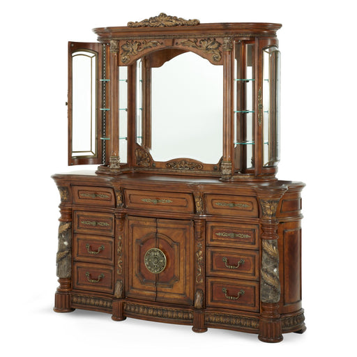 Michael Amini Villa Valencia Dresser with Mirror - Classic Chestnut