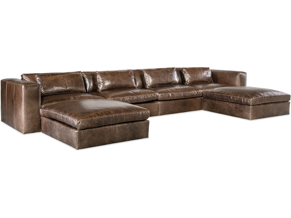 M Furniture Wilder 6 Piece Leather Sectional