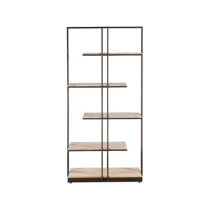 M Furniture Granger Stone & Metal Etagere Bookcase