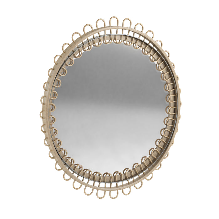 Jonathan Charles Vorticity Oval Rattan Mirror