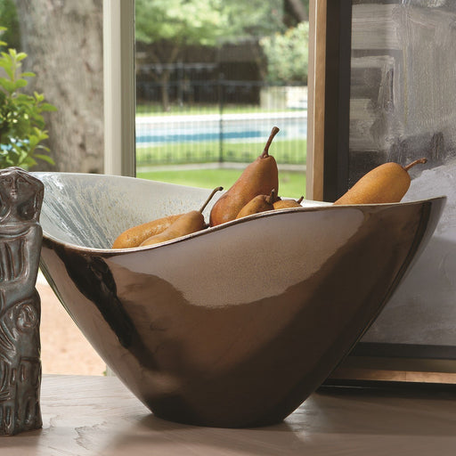 Global Views Martas Bowl-Bronze Reactive Blue