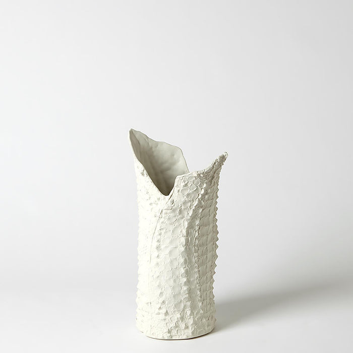 Global Views Crocodile Vase Matte White