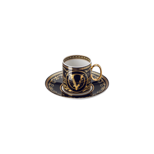 Versace Virtus Gala Coffee Cup & Saucer in Black