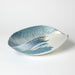 Global Views Ivory Turquoise Feather Swirl Oval Bowl