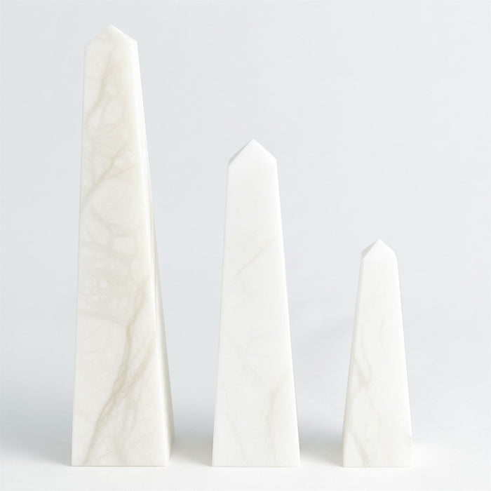 Global Views Alabaster Obelisque White