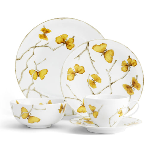 Michael Aram Butterfly Ginkgo Gold Dinnerware 5 Piece Setting