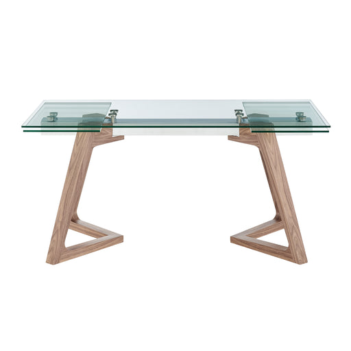 Euro Style Donar 95" Extension Dining Table in Clear Tempered Glass Top