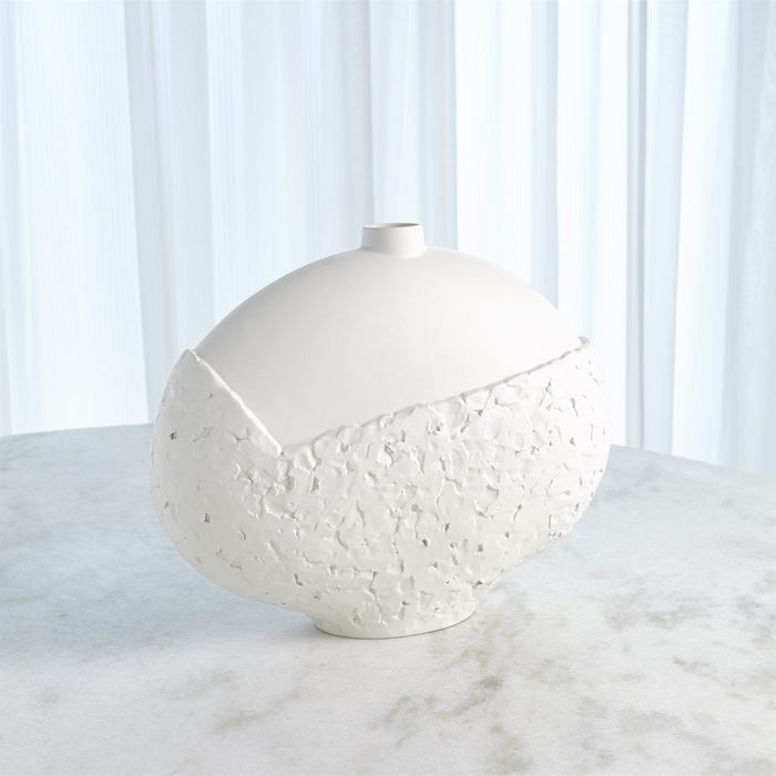 Global Views Asymmetrical Stipple Vase-Matte White