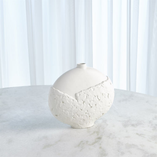 Global Views Asymmetrical Stipple Vase-Matte White