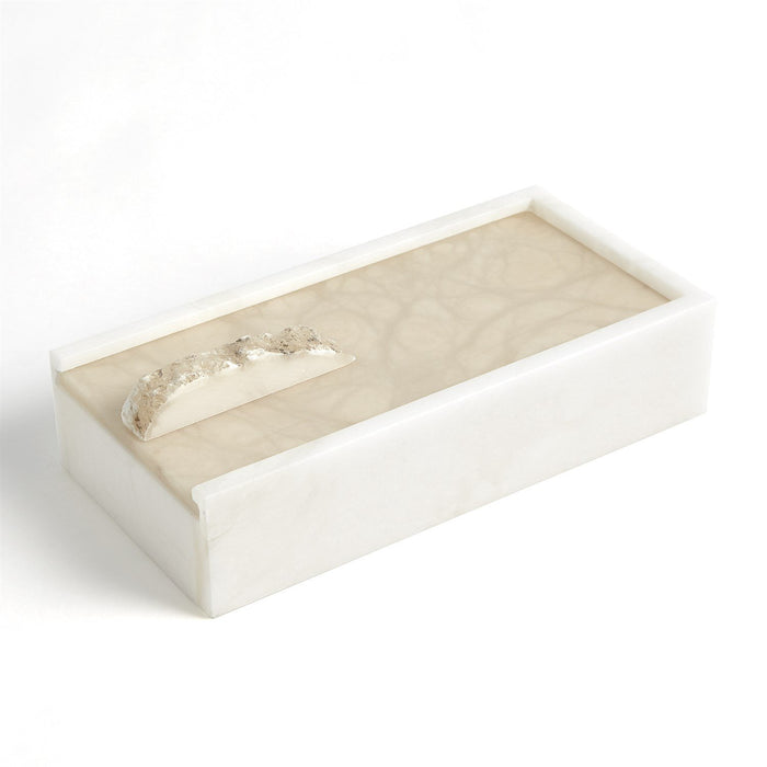 Global Views Alabaster Rectangle Box w/Rock Finial