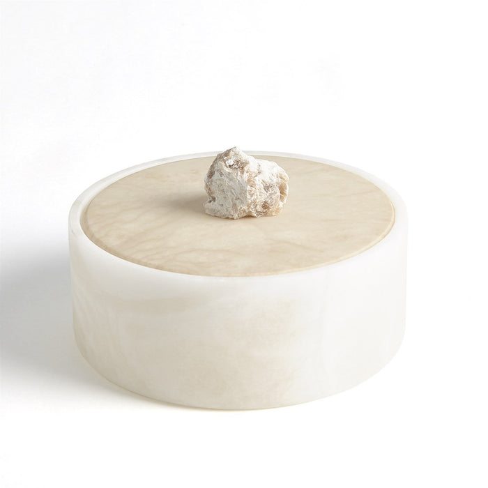 Global Views Alabaster Round Box w/Rock Finial