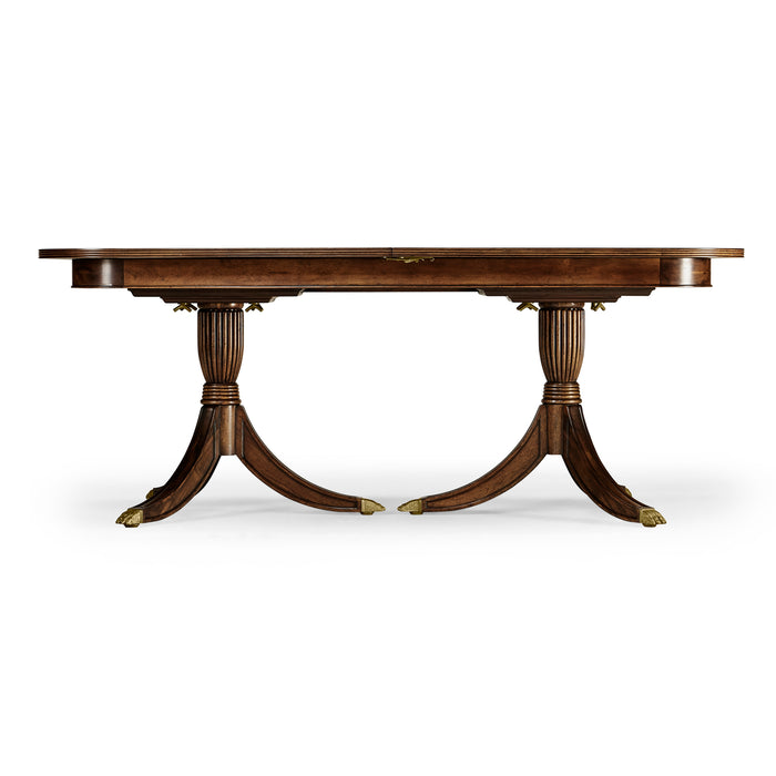 Jonathan Charles Buckingham Regency Crotch Mahogany Single Leaf Extending Dining Table