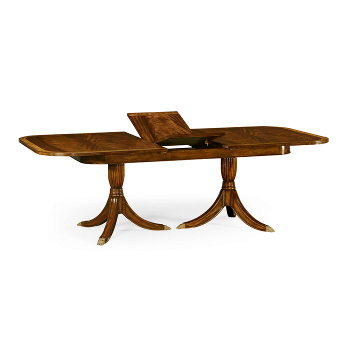 Jonathan Charles Buckingham Regency Crotch Mahogany Single Leaf Extending Dining Table