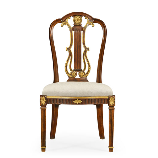 Jonathan Charles Buckingham Gilded Lyre Back Dining Side Chair