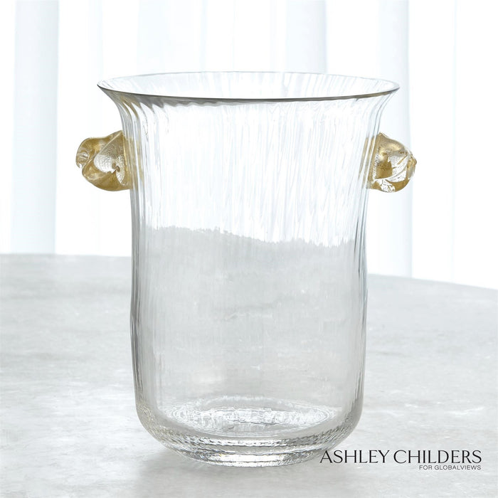 Global Views Champagne Ice Bucket with Gold Knot Handles by Ashley Childers