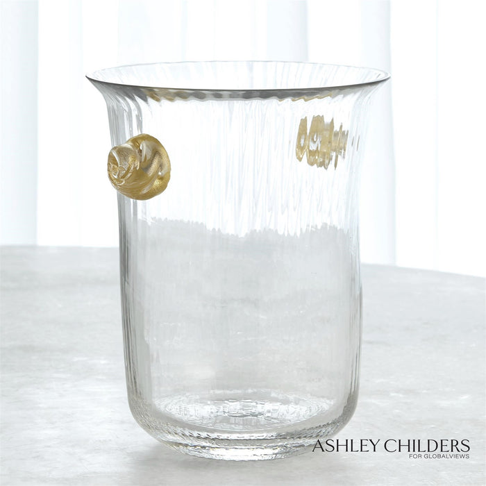 Global Views Champagne Ice Bucket with Gold Knot Handles by Ashley Childers