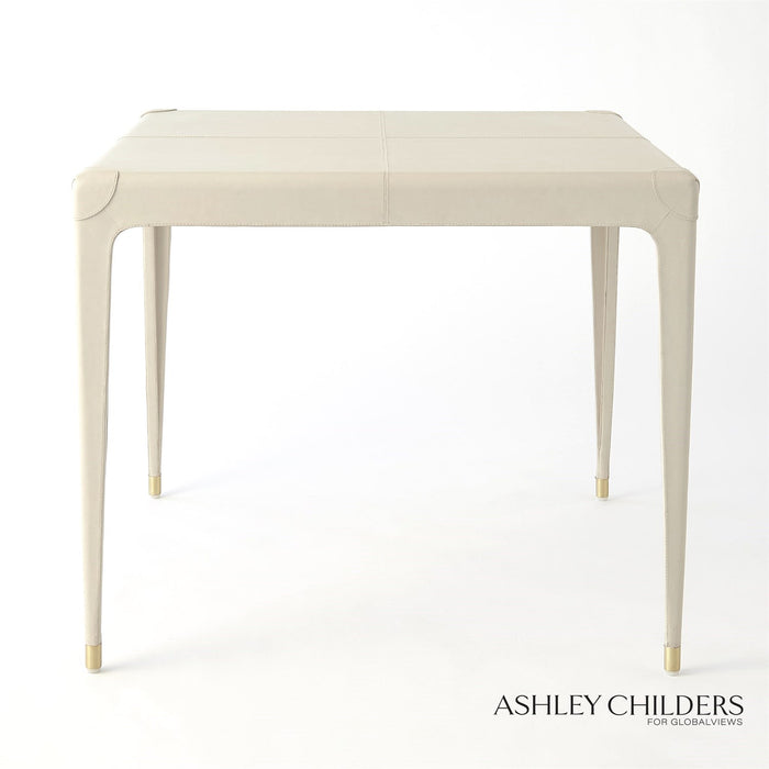 Global Views Tiburtina Game Table in Mist Leather by Ashley Childers