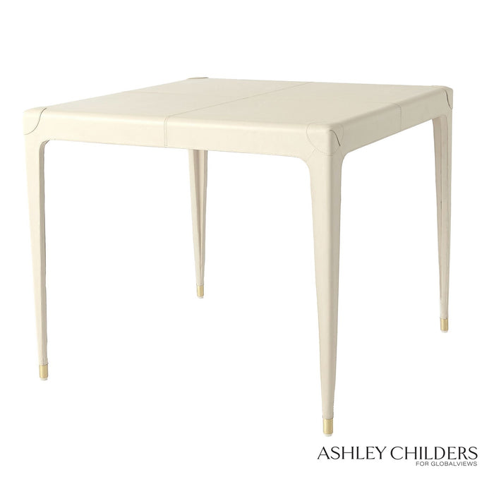 Global Views Tiburtina Game Table in Mist Leather by Ashley Childers