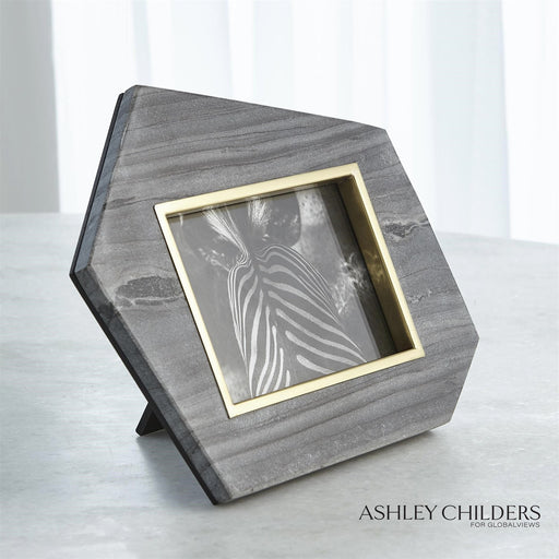 Global Views Brass Frame Grey Stone Photo Frame by Ashley Childers