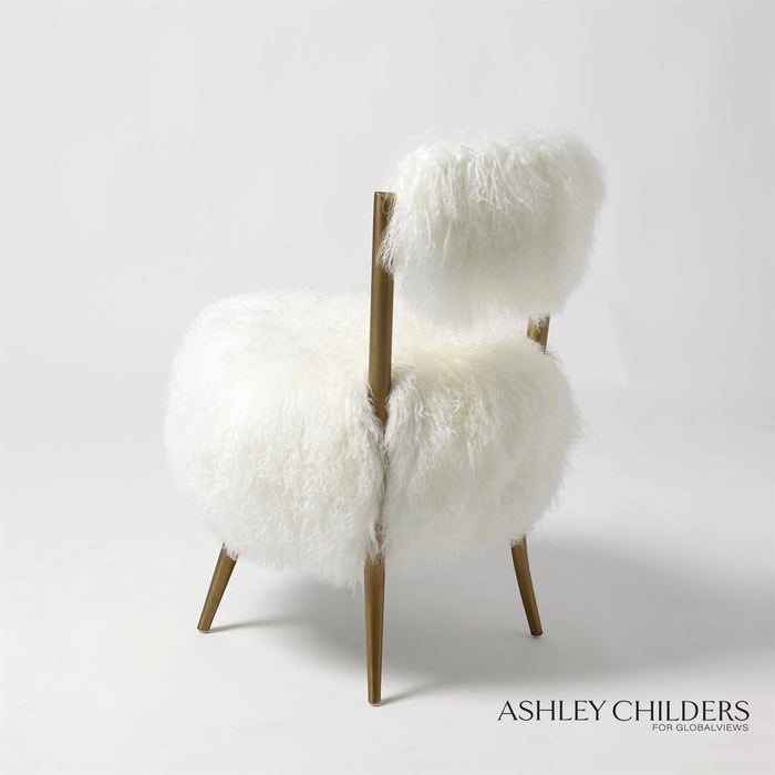 Global Views Hailey Chair-Mongolian Lamb by Ashley Childers