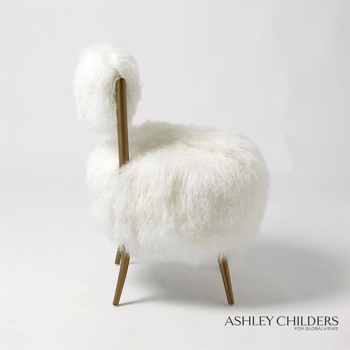 Global Views Hailey Chair-Mongolian Lamb by Ashley Childers